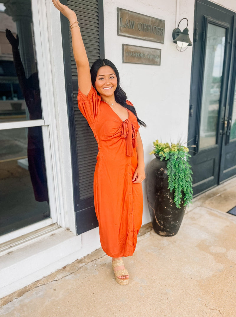 Front Tie Short Sleeve Dress