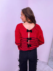 Red And Black Stripped Sweater