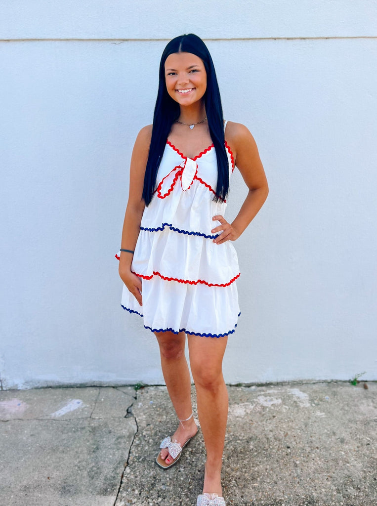 Patriotic Scalloped Mini Dress – Oh So Spoiled Boutique
