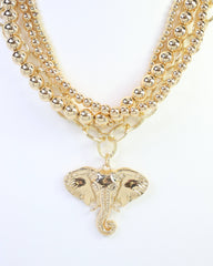 Bree Beaded Layered Necklace Elephant Gold