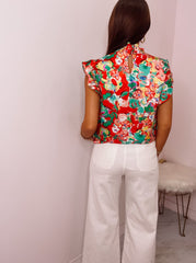 Floral Mock Neck Blouse