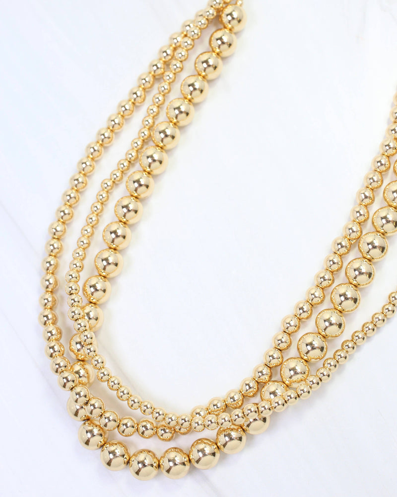 Bailey Layered Beaded Necklace Gold