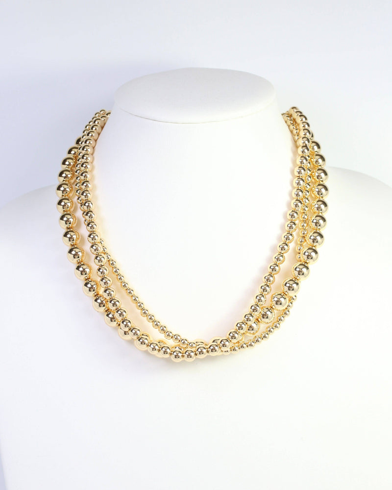 Bailey Layered Beaded Necklace Gold