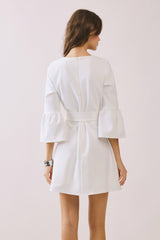 Flare Three Quarter Sleeves A Line Mini Dress