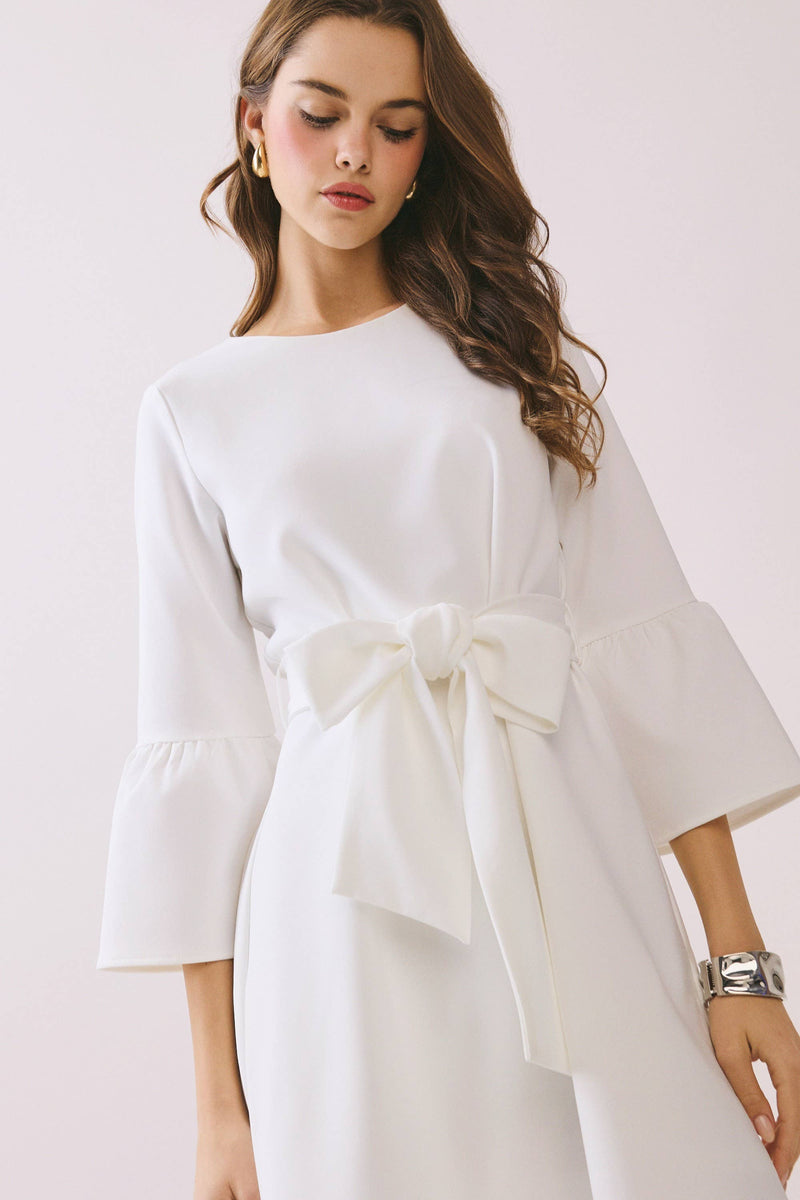 Flare Three Quarter Sleeves A Line Mini Dress
