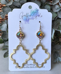 Avery (gold with iridescent stone) Earrings