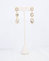 Turin Rectangle Crystal Drop Earring Gold