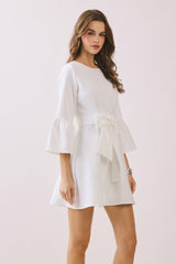 Flare Three Quarter Sleeves A Line Mini Dress