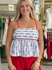 Berry Bloom Spaghetti Strap Top