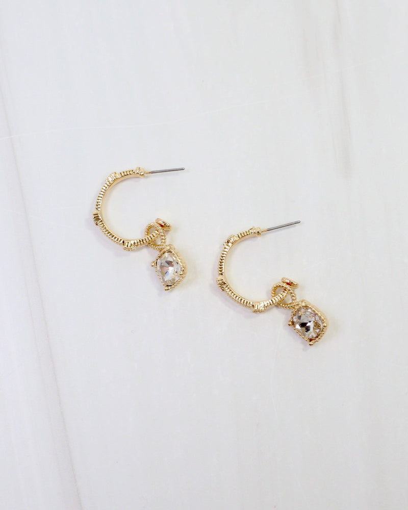 Anika Textured Large Hoop With Dangle Clear