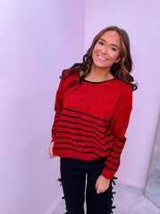 Red And Black Stripped Sweater