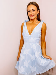 Powder Blue V Neck Dress