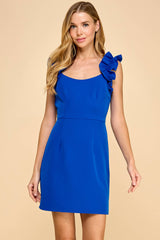 Scoop Neckline Ruffle Detail Dress