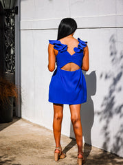 Royal Blue Ruffle Sleeve Mini Dress
