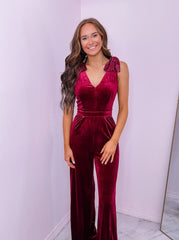 Ruby Wide Leg Velvet Jumpsuit