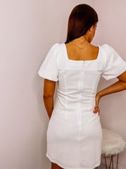 Puff Sleeve White Mini Dress