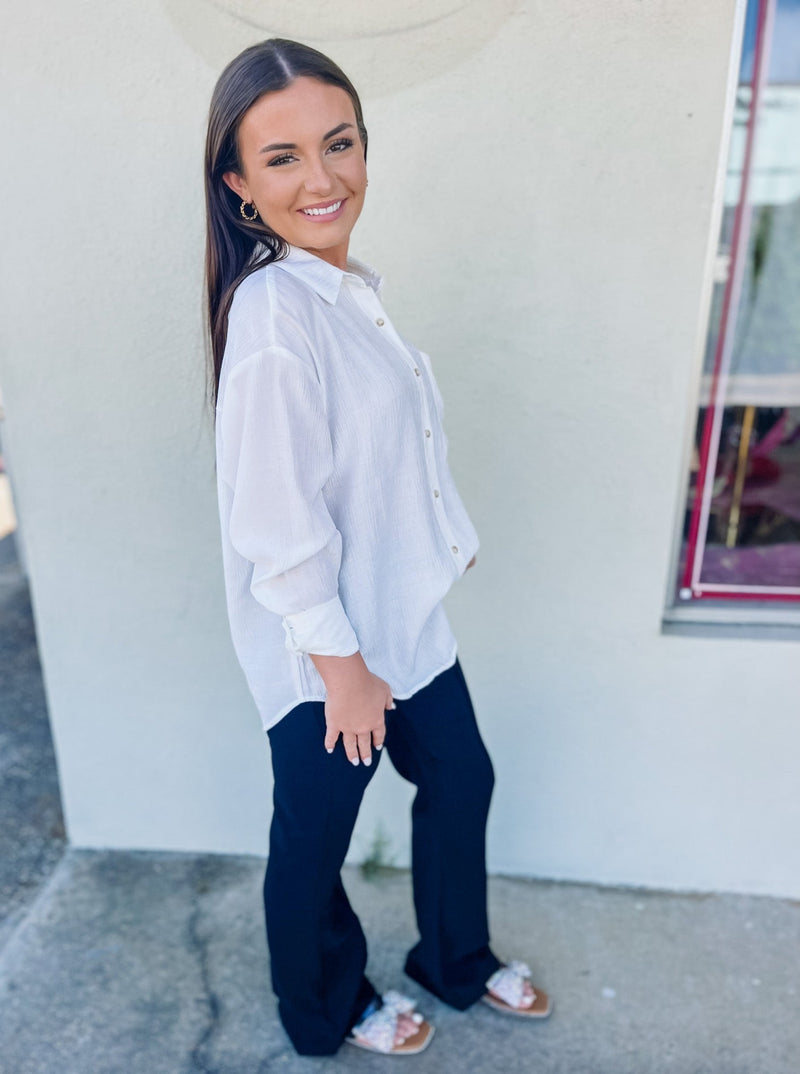 White Button Down Top