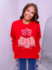 Nutcracker Portrait Red Cropped Sweatshirt