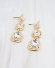 Turin Rectangle Crystal Drop Earring Gold