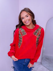 Corduroy Christmas Bow Sweatshirt