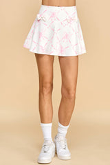 Motion Ribbon Print Bow Detail Athleisure Skirt