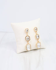 Turin Rectangle Crystal Drop Earring Gold
