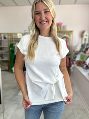 Cream Top with Side Self Tie Bow