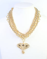 Bree Beaded Layered Necklace Elephant Gold