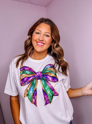 Mardi Gras Bow Graphic Tee