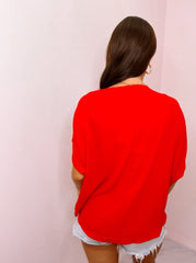 Red Short Sleeve Top