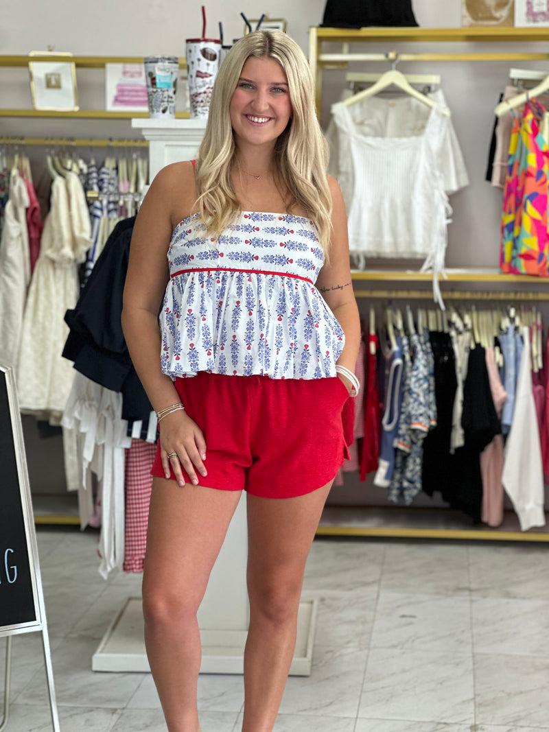 Red or Pink Knit Shorts