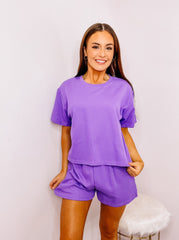 Purple Round Neck Knit Top