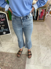 Mid Rise Kid Flare Judy Blue with Frayed Hem