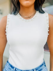 Cream Pearl Cropped Top