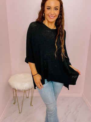 Black Loose Knit Pullover