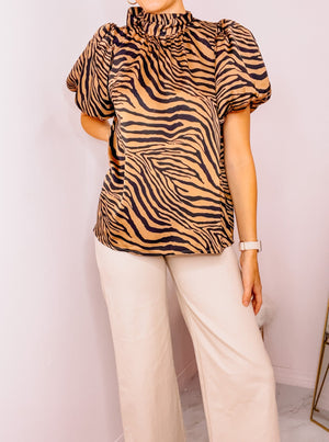 Brown/Black Zebra Print Blouse