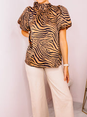 Brown/Black Zebra Print Blouse