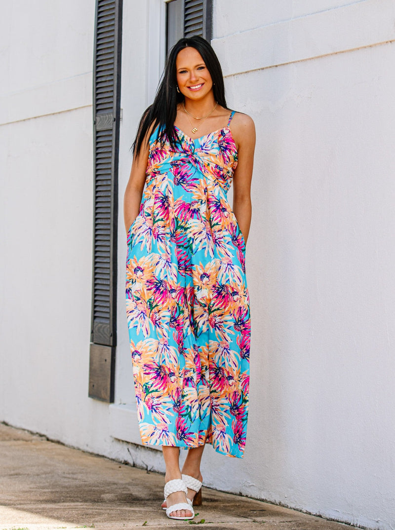 Blue Tropical Pantsuit