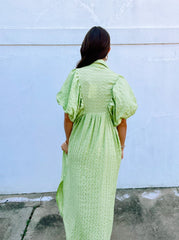 Lime Button Down Midi Dress