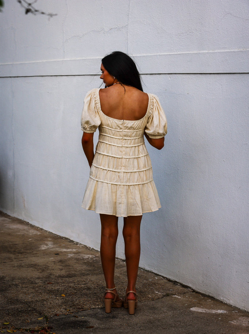 Cream Puff Sleeve Dress