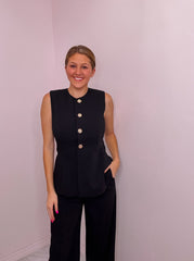 Black Tailored Vest and Pantsuit