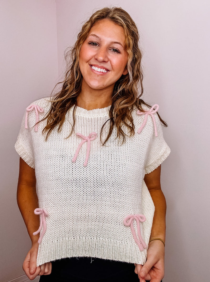 Pink Bow Knit Pullover