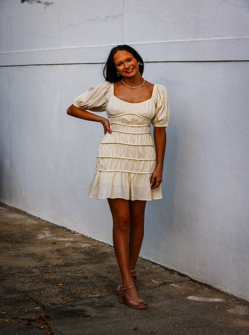 Cream Puff Sleeve Dress