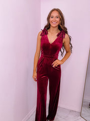 Ruby Wide Leg Velvet Jumpsuit