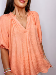 Dusty Peach V Neck Shirt