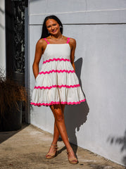 White and Pink Rick Rack Mini Dress