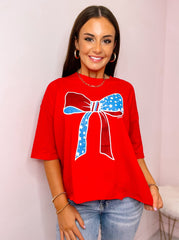 Patriotic Bow Cropped Top