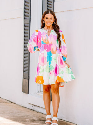 Floral Half Sleeve Mini Dress