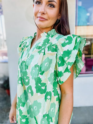 Green Floral Blouse