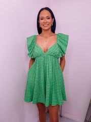 Green Gingham Babydoll Dress